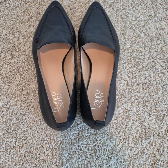 Franco Sarto Leather Black Susie Loafers Shoes Size 10 - Picture 4 of 6
